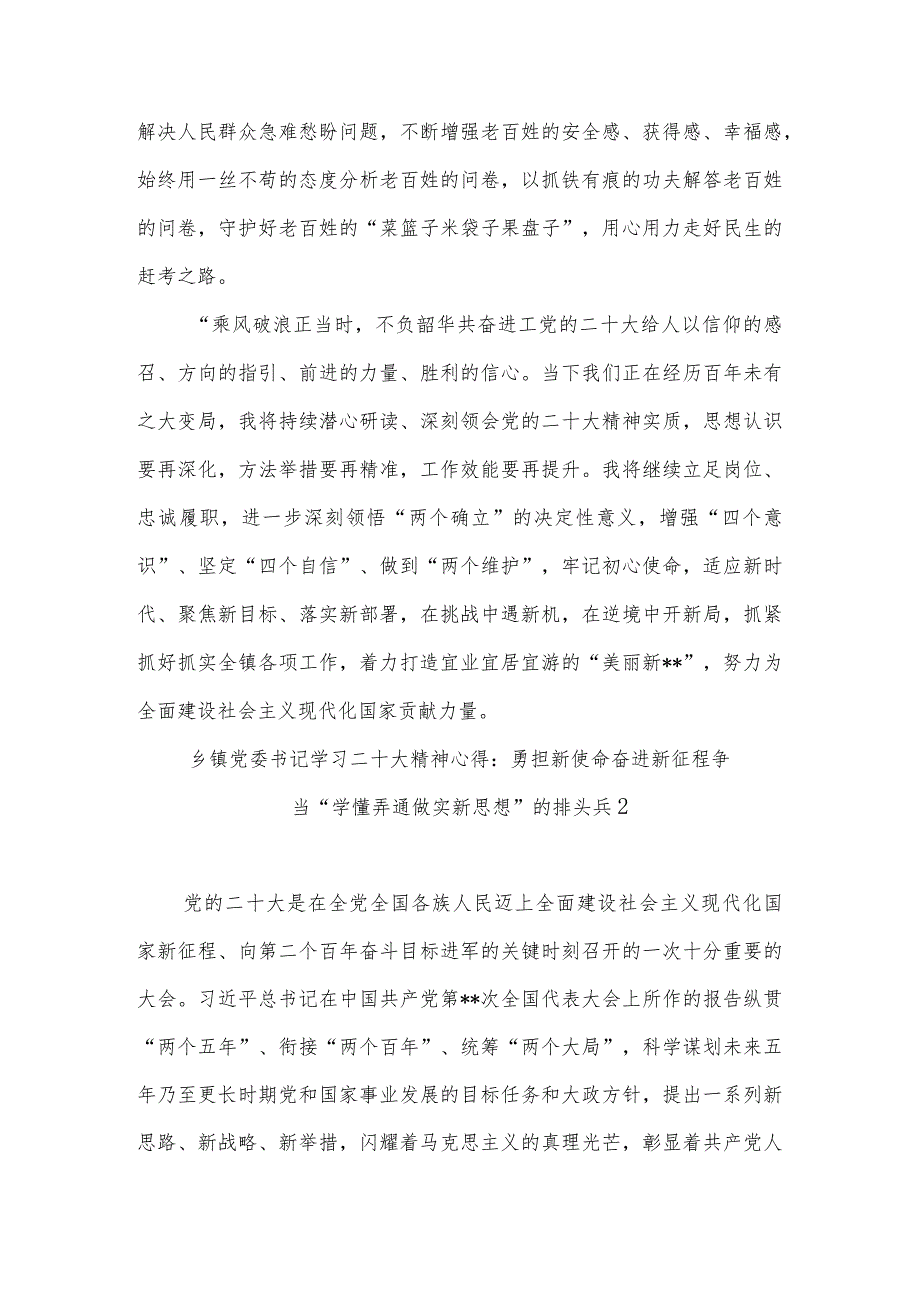 2023乡镇党委书记学习宣传贯彻党的二十大精神心得体会5篇.docx_第3页