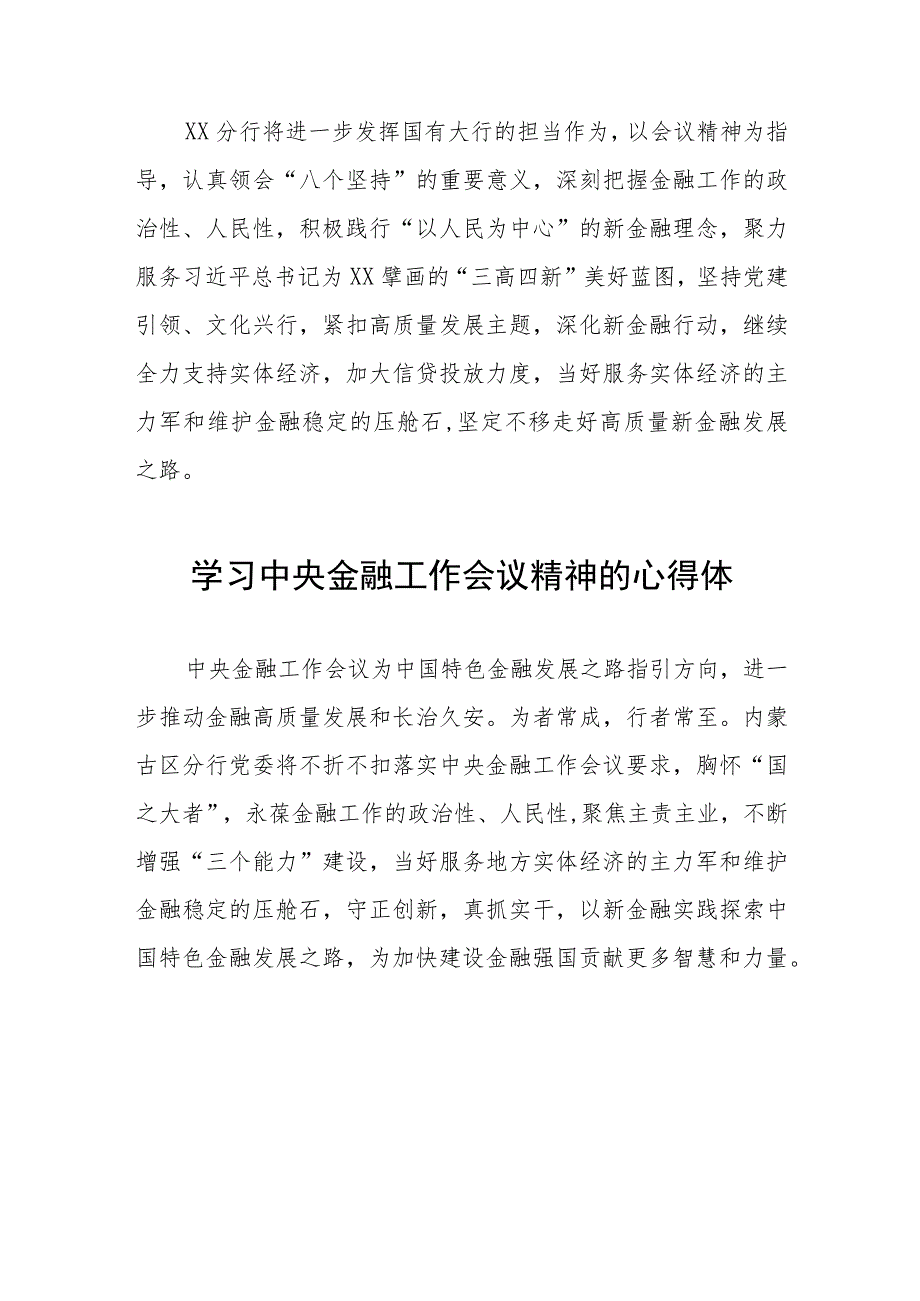 银行学习贯彻2023年中央金融工作会议精神的心得体会分享发言材料四十篇.docx_第3页