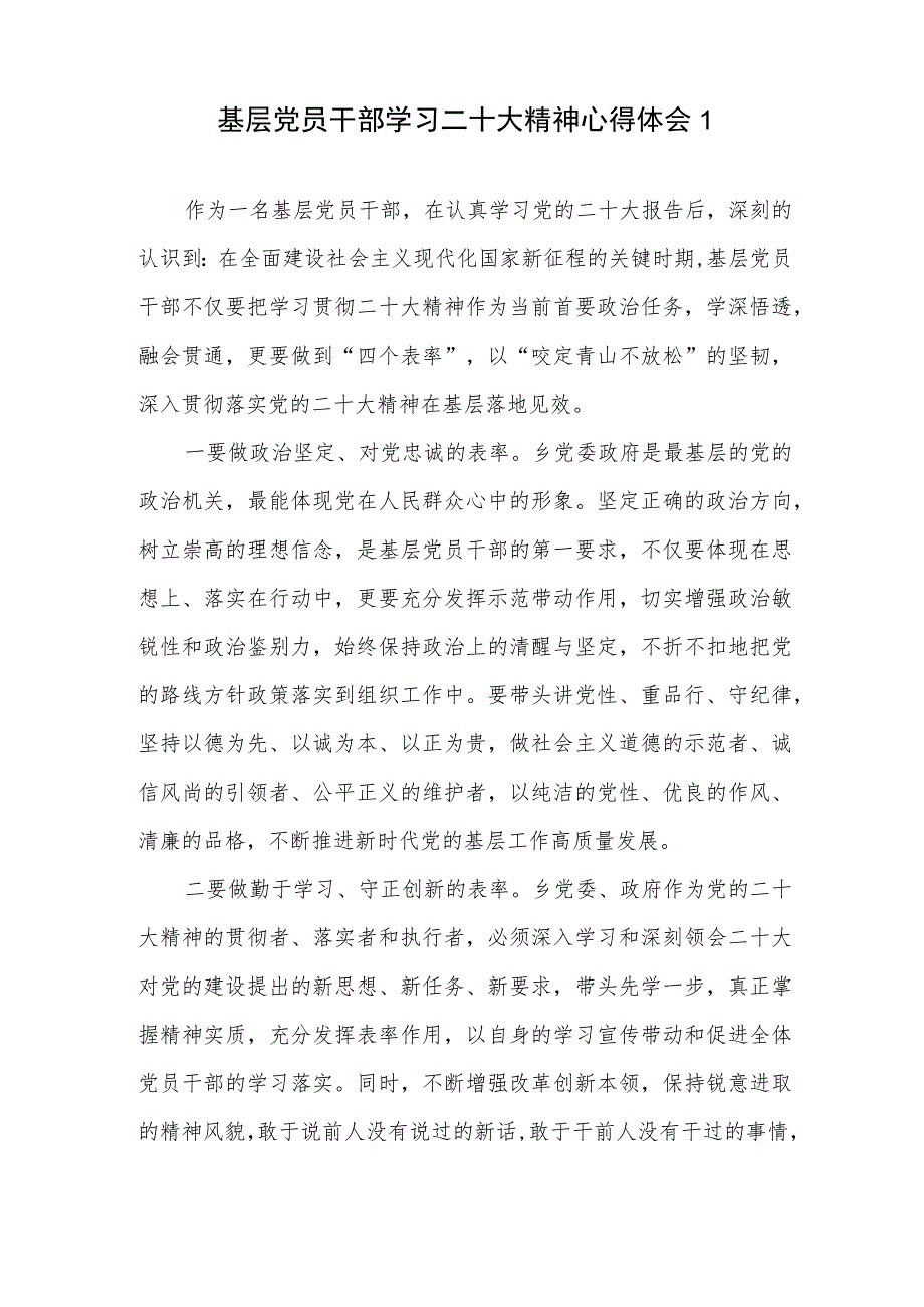 基层党员干部贯彻落实党的二十大精神学习心得体会感想研讨发言6篇.docx_第2页