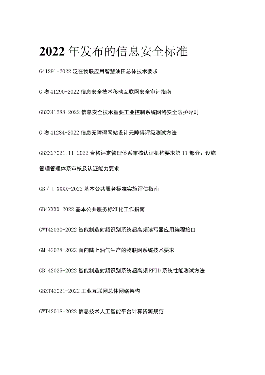 2022年发布的信息安全标准.docx_第1页