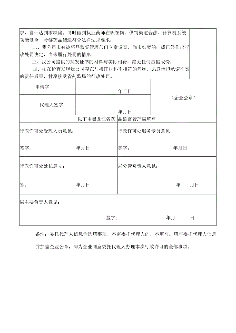 黑龙江省药品监督管理局换发经营许可申请表.docx_第2页