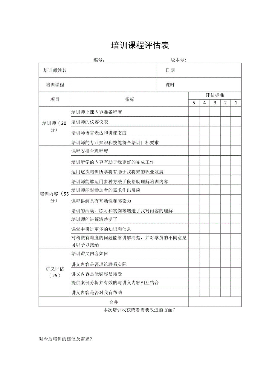 培训课程评估表.docx_第1页