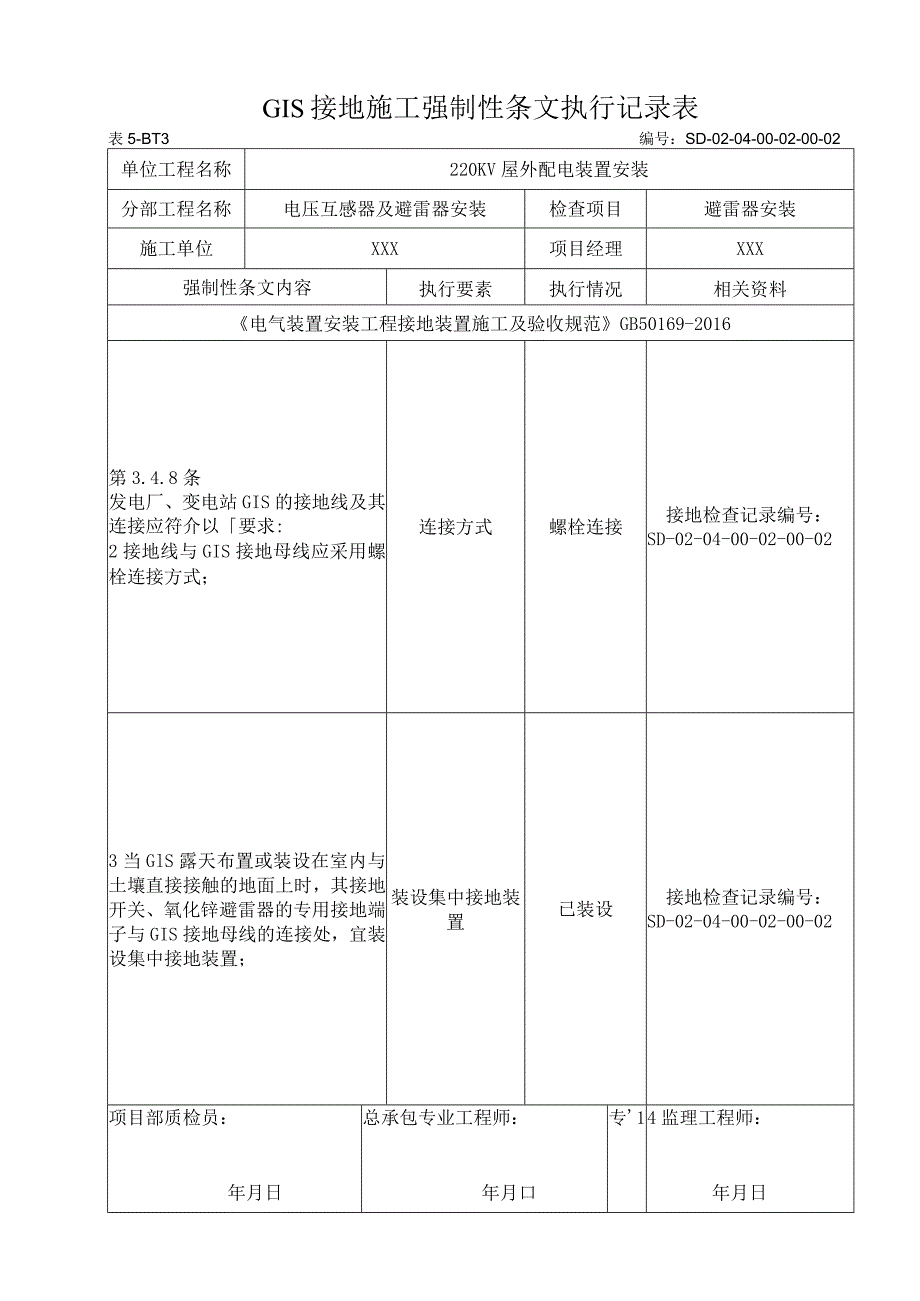 04-02-02避雷器安装强制性条文执行记录表.docx_第1页