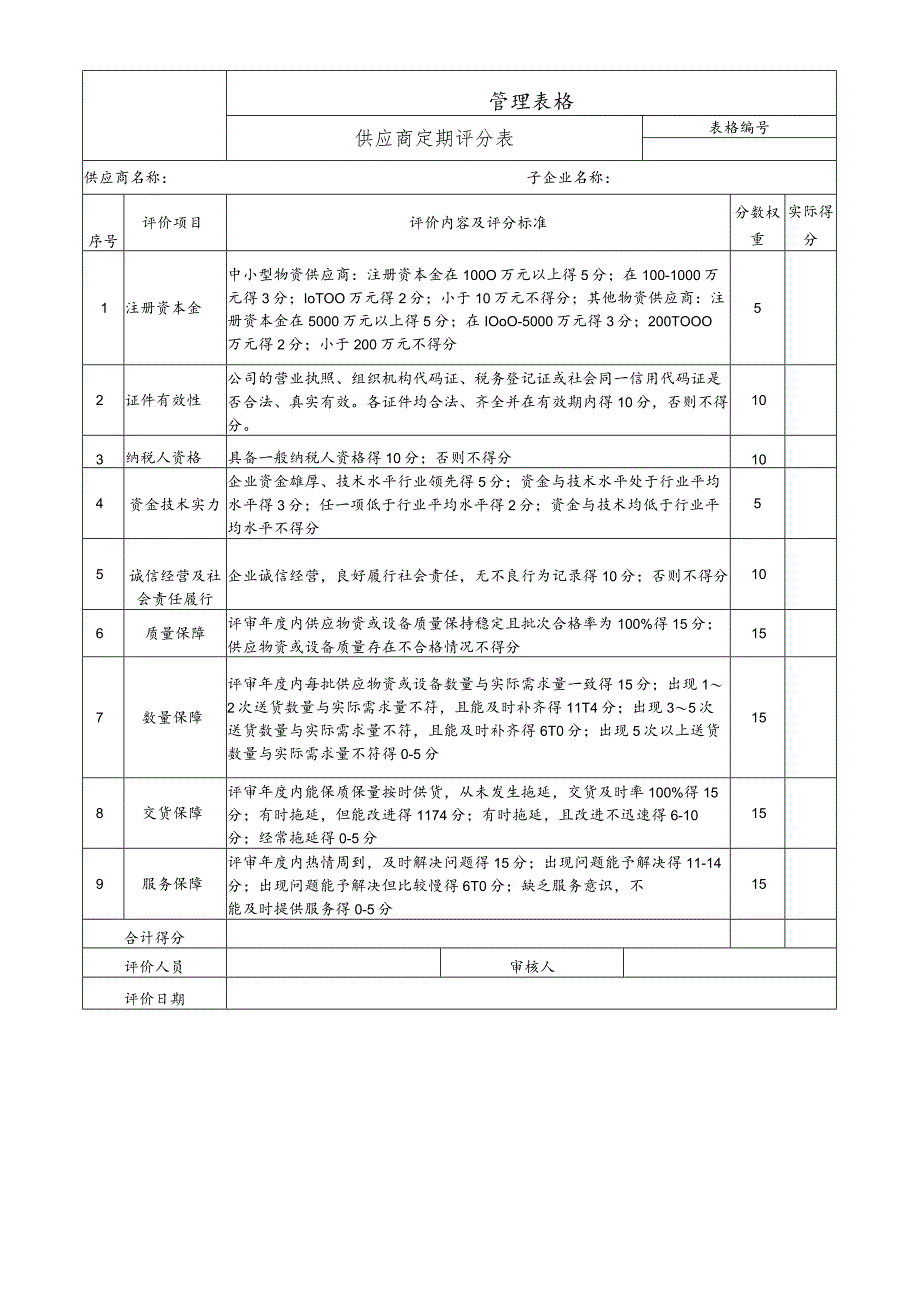 供应商定期评分表.docx_第1页