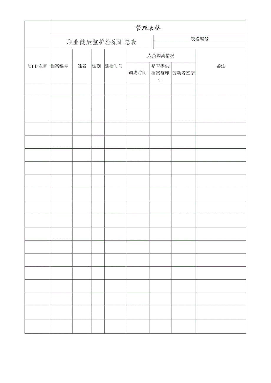 职业健康监护档案汇总表.docx_第1页