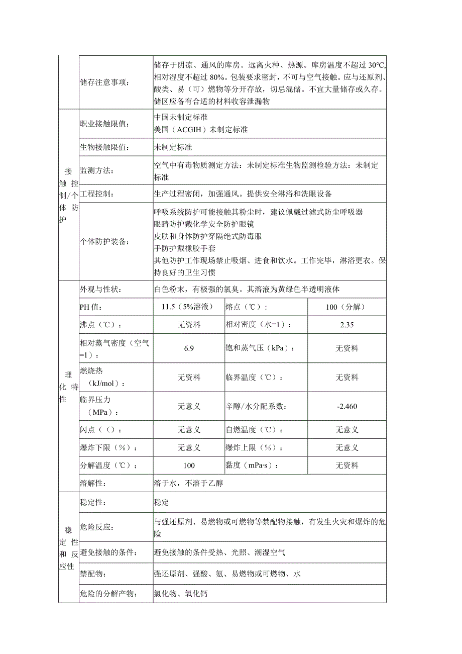 次氯酸钙安全技术说明书.docx_第3页