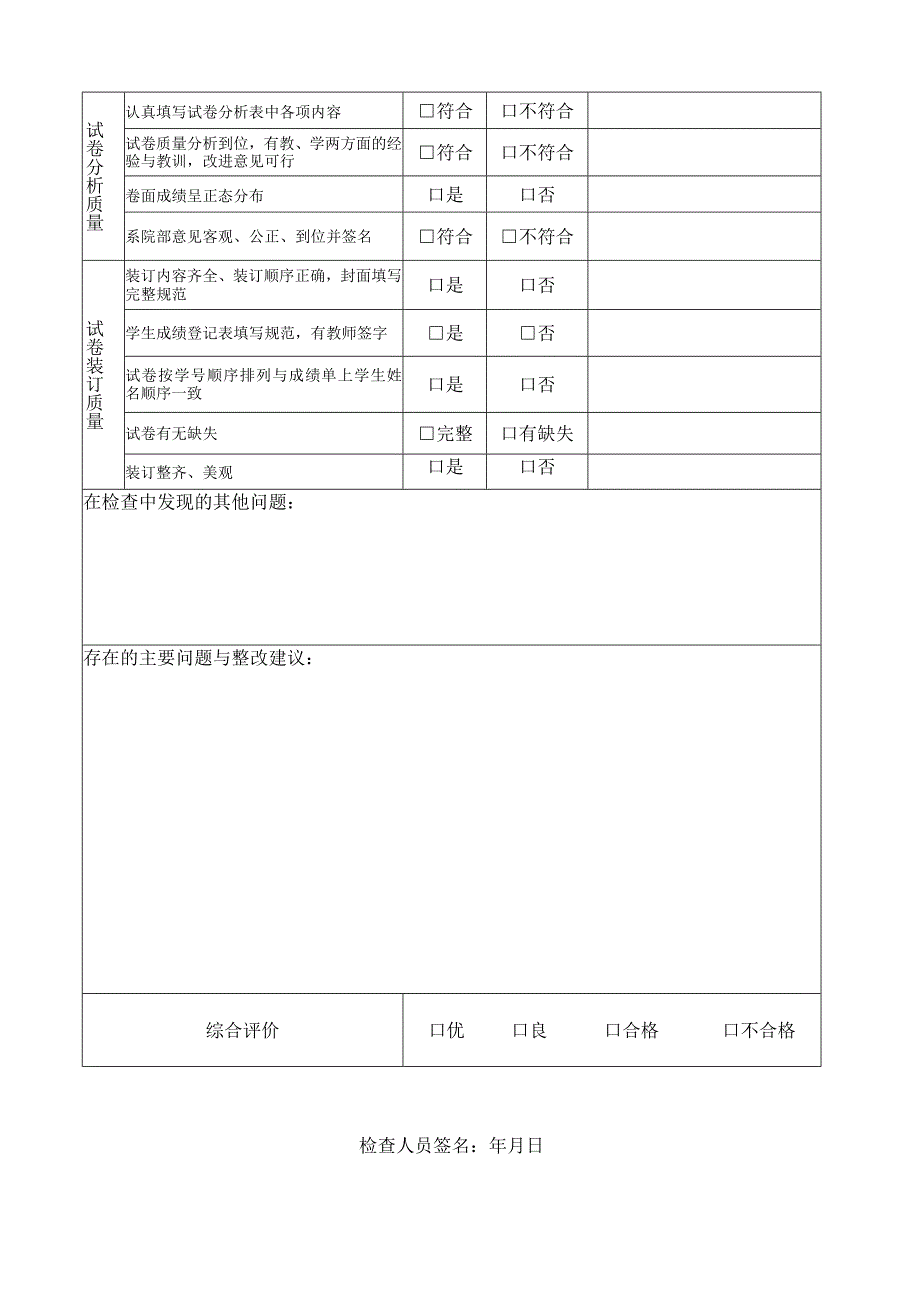 安徽新华学院试卷检查评价表.docx_第2页