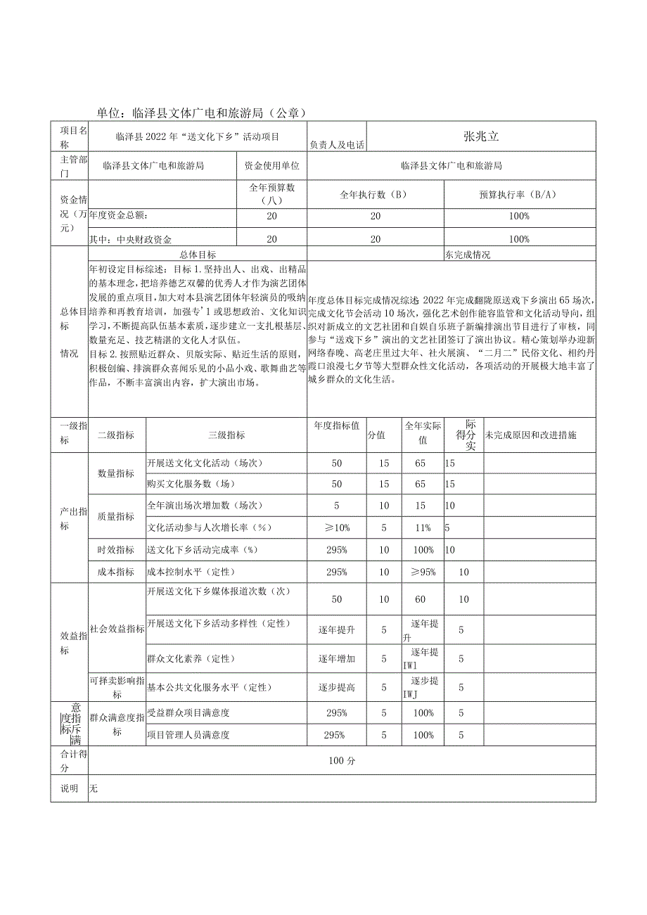 甘肃省2022年度中央补助地方公共文化服务体系建设项目绩效目标自评表.docx_第1页