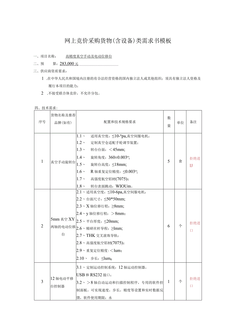 网上竞价采购货物含设备类需求书模板.docx_第1页