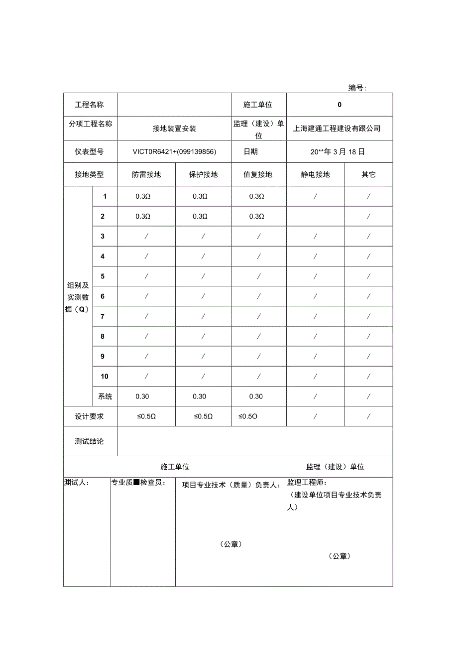 电气接地电阻测试记录.docx_第1页