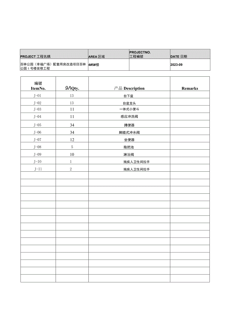 百林公园4号楼装修工程--洁具表.docx_第2页