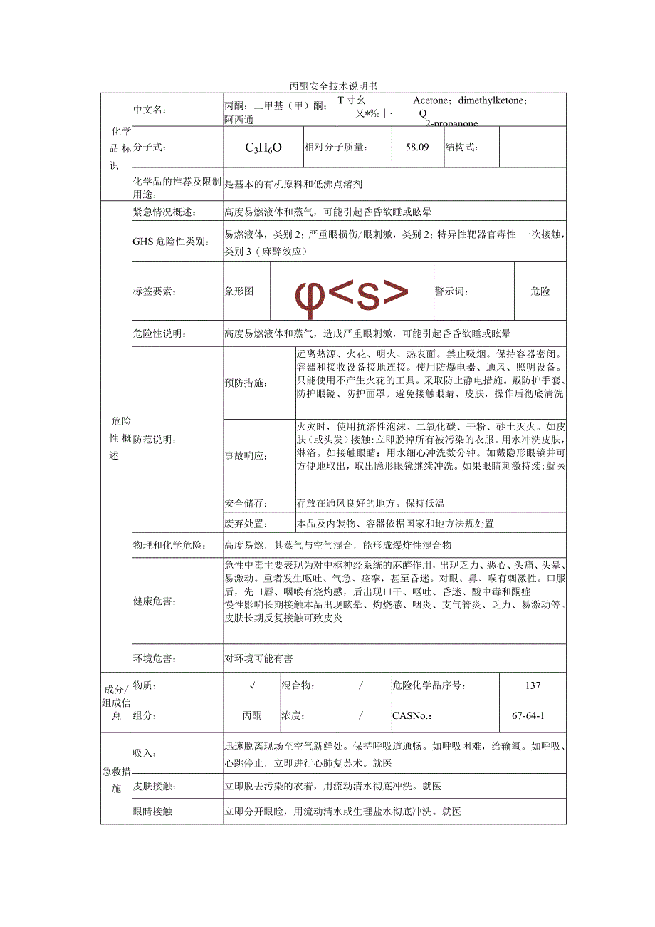 丙酮的安全技术说明书.docx_第1页