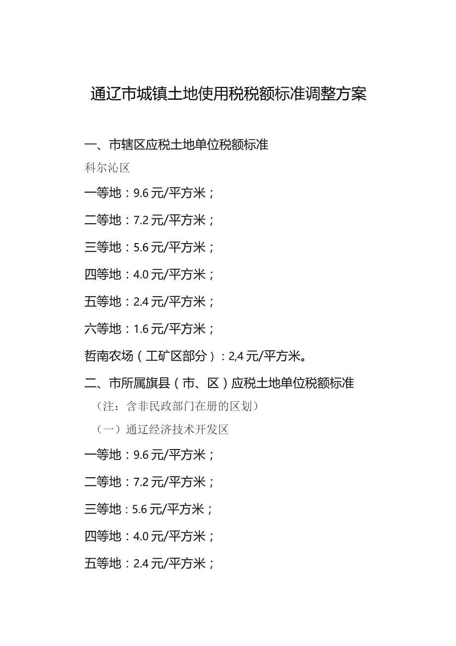 通辽市城镇土地使用税税额标准调整方案.docx_第1页