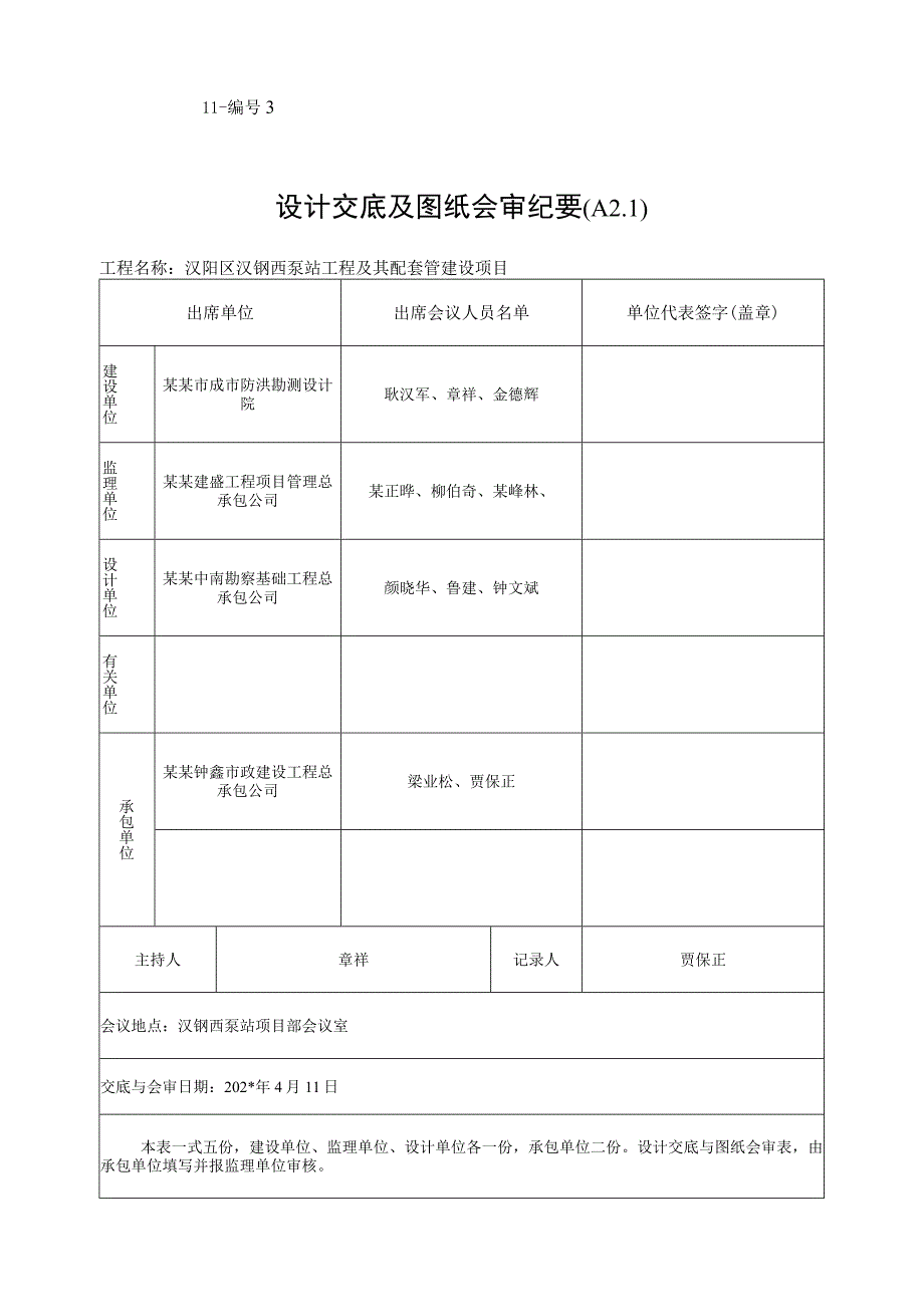 泵站基坑支护图纸会审记录.docx_第1页