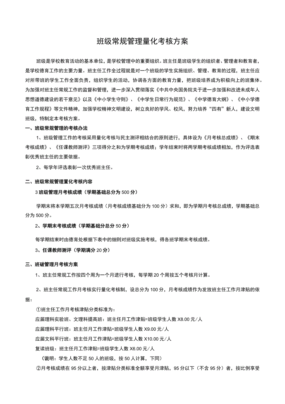 班级常规管理量化考核方案.docx_第1页