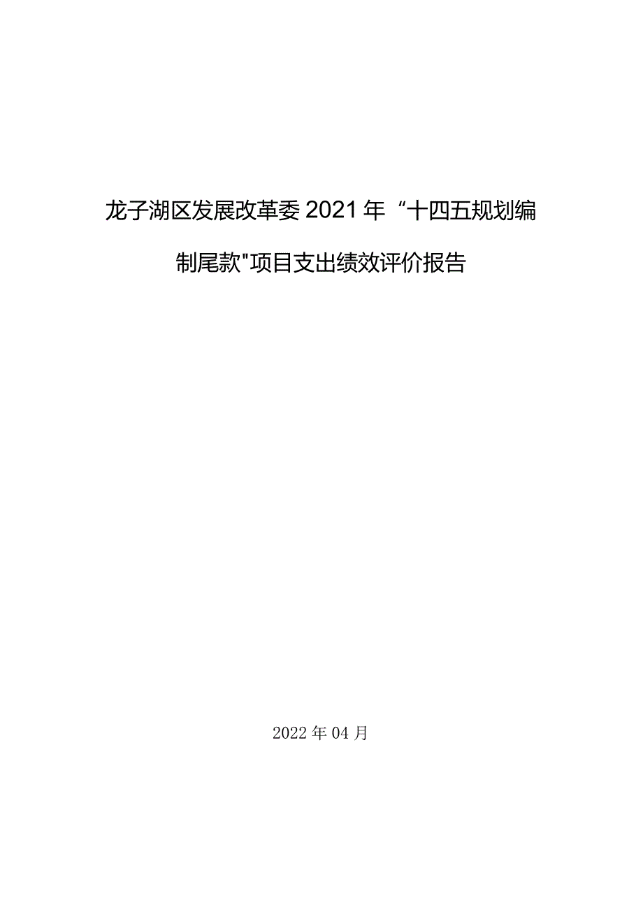 龙子湖区发展改革委2021年“十四五规划编制尾款”项目支出绩效评价报告.docx_第1页