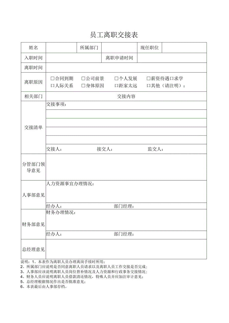 员工离职交接表.docx_第1页