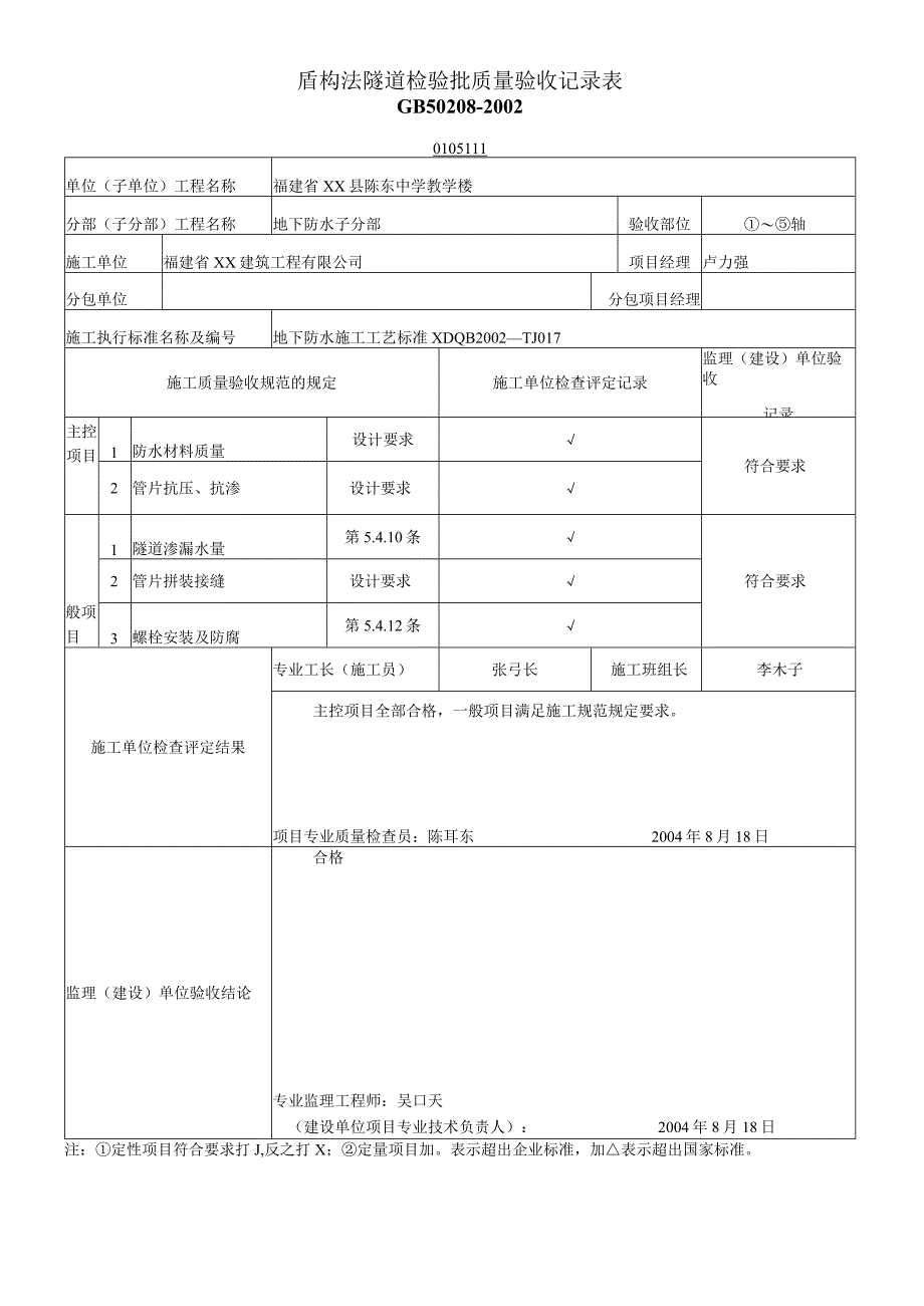 盾构法隧道检验批质量验收记录表.docx_第1页