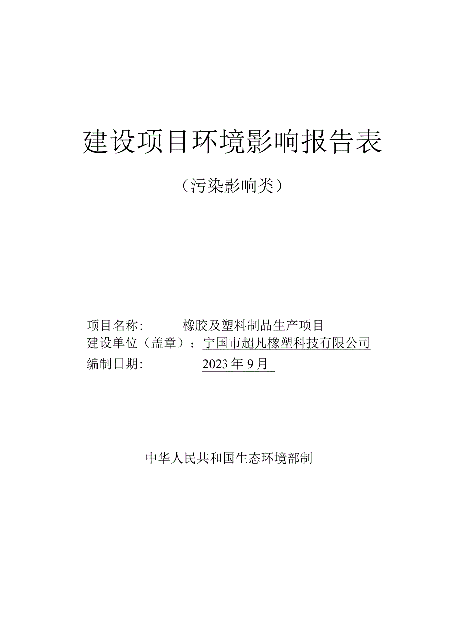 橡胶及塑料制品生产项目环境影响报告.docx_第1页