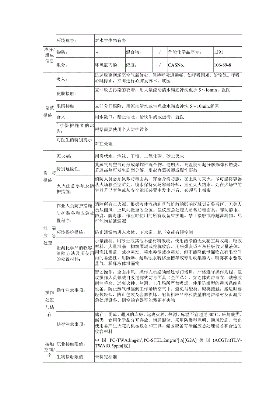 环氧氯丙烷安全技术说明书.docx_第2页