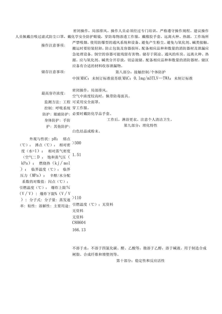 PTA对苯二甲酸安全技术说明书MSDS.docx_第2页