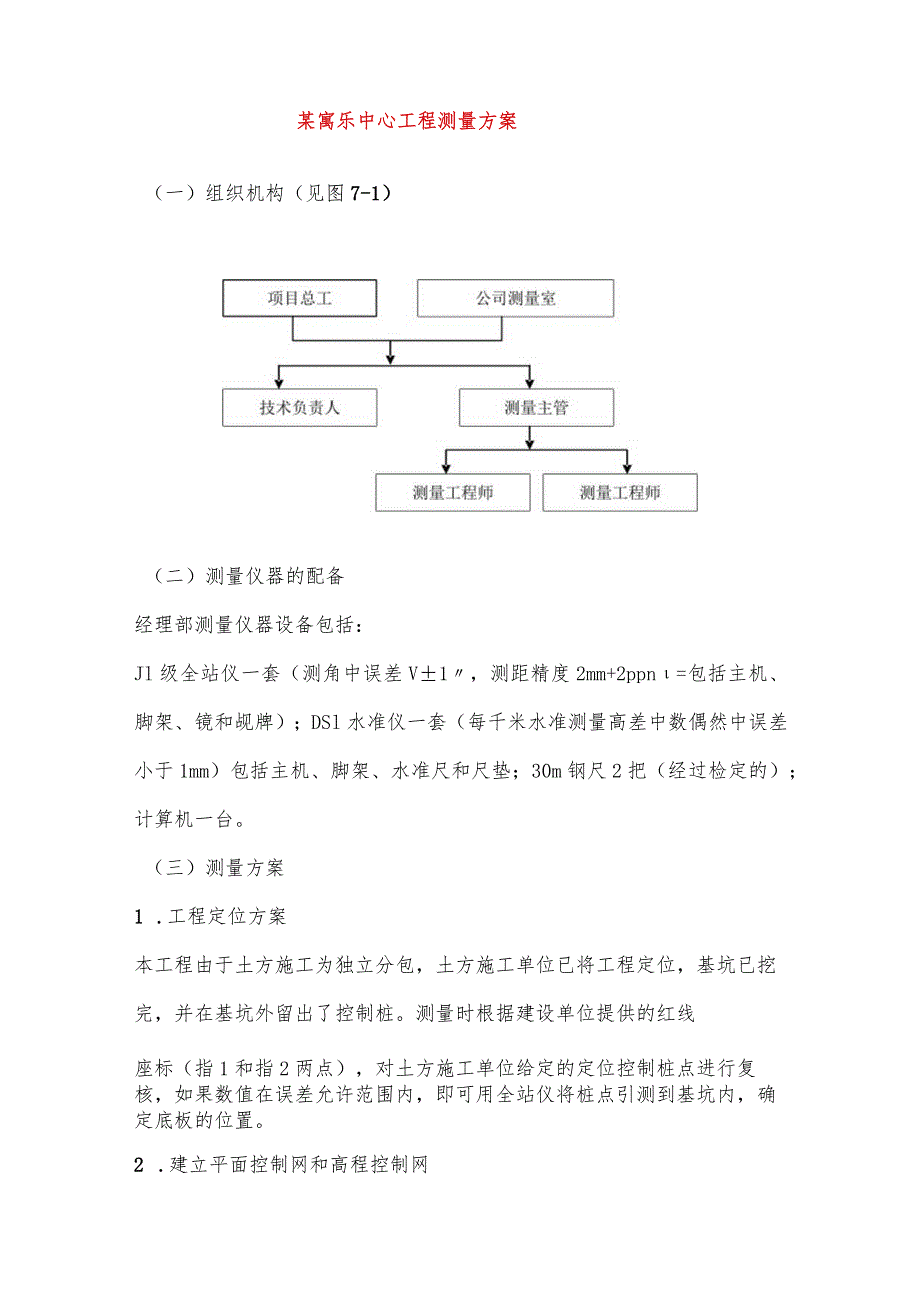 某寓乐中心工程测量方案.docx_第1页