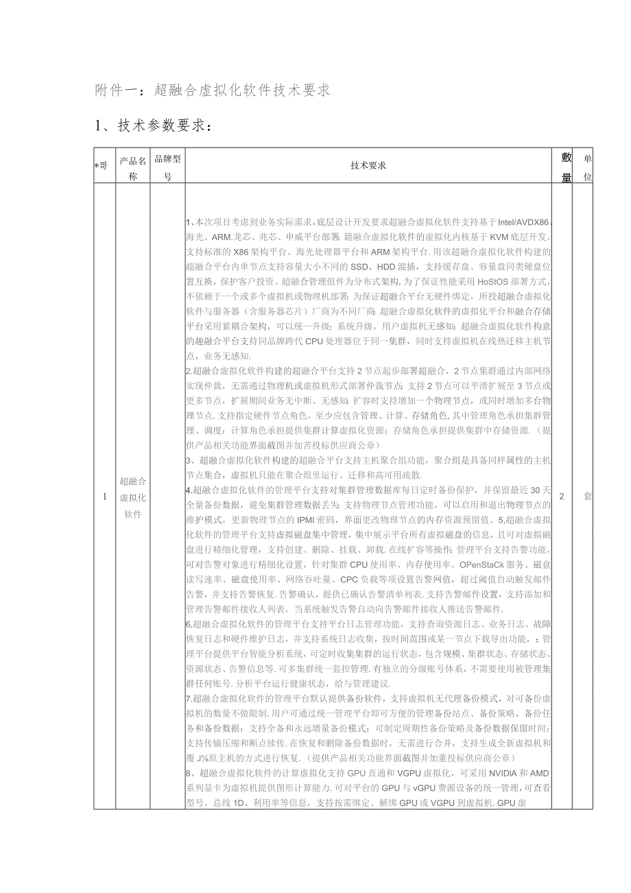 超融合虚拟化软件技术要求.docx_第1页