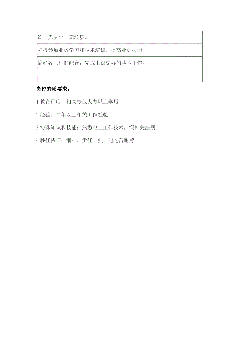 某大厦物业管理部工程监理电工岗位职责.docx_第2页