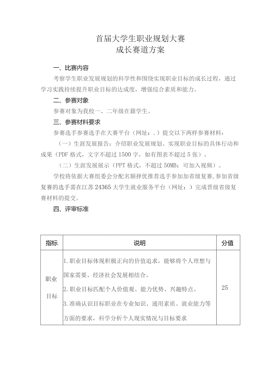 首届大学生职业规划大赛成长赛道方案.docx_第1页