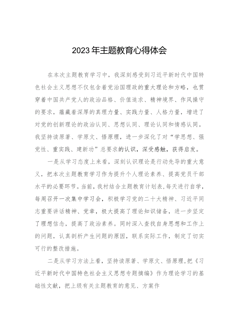 村支部书记关于第二批主题教育的心得体会七篇.docx_第1页