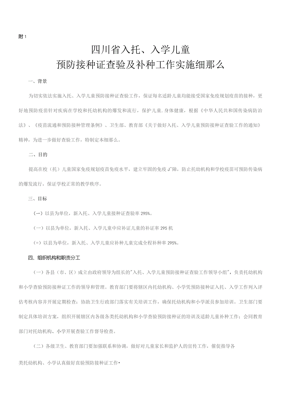 四川省入托、入学儿童预防接种证查验及补种工作实施细则.docx_第1页