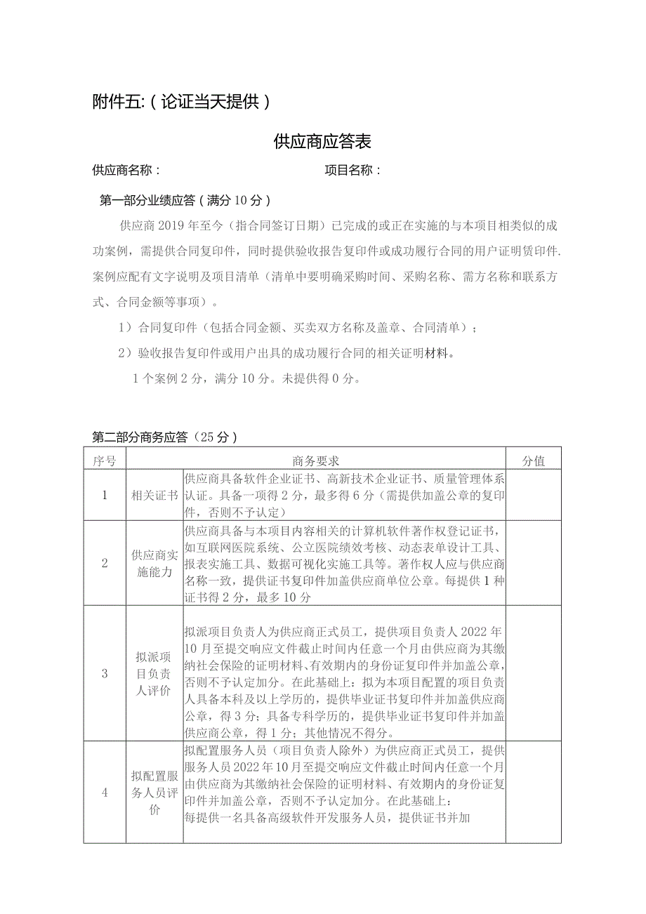 论证当天提供供应商应答表.docx_第1页