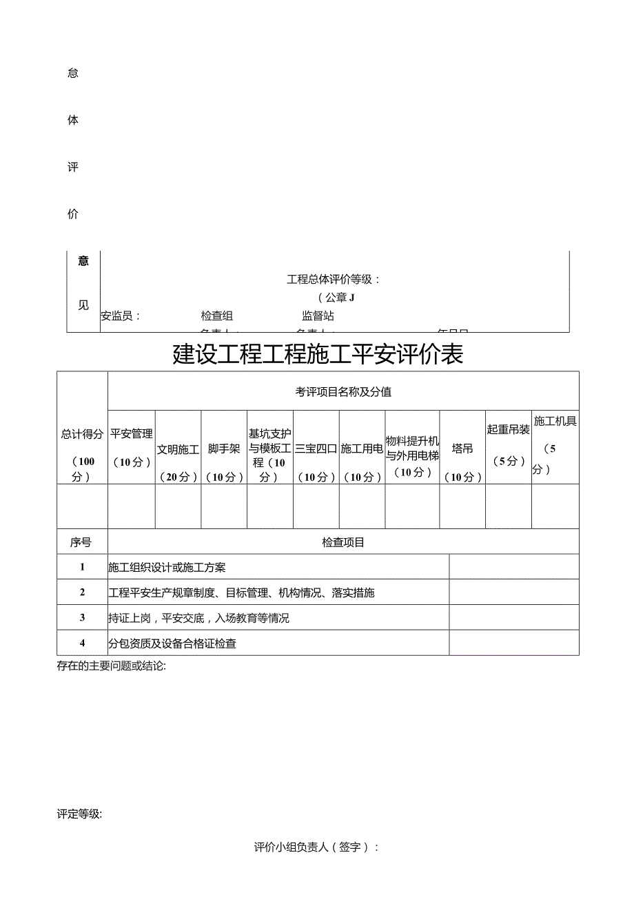 四川省住房和城乡建设厅建设工程项目施工安全评价书及建设工程项目施工安全评价表.docx_第3页