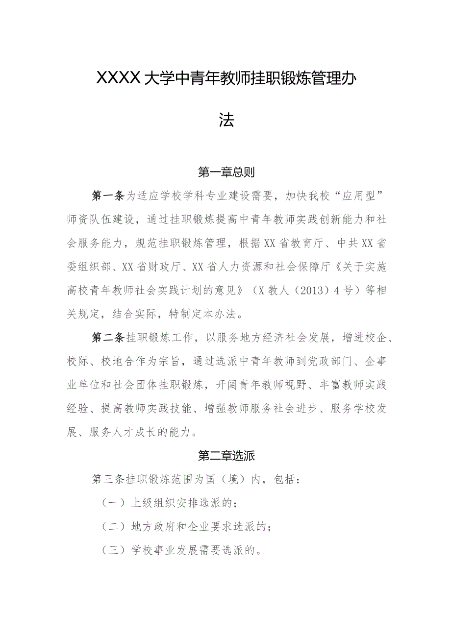 大学中青年教师挂职锻炼管理办法.docx_第1页