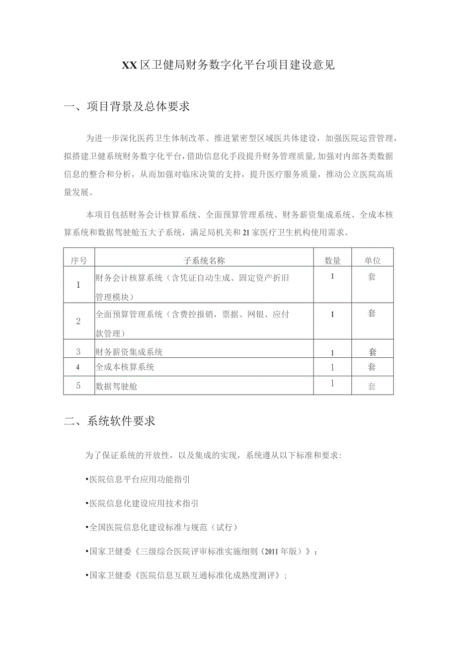 XX区卫健局财务数字化平台项目建设意见.docx_第1页