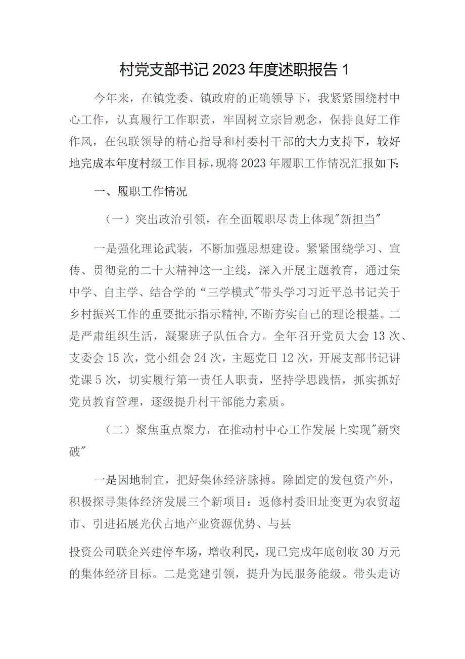 村党支部书记2023-2024年度抓党建个人述职报告汇编.docx_第2页