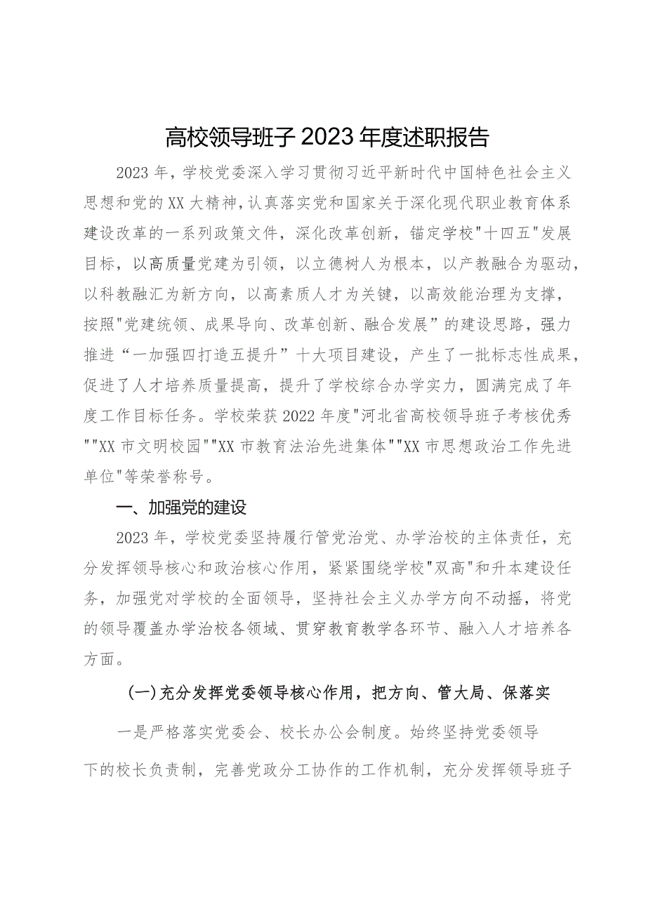 高校领导班子2023年度述职报告.docx_第1页