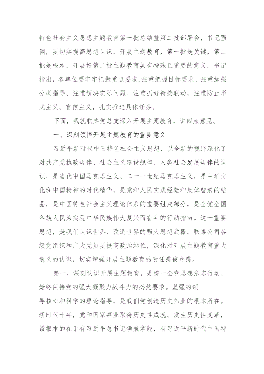 在党总支第二批开展学习贯彻主题教育专题工作会议上的讲话.docx_第2页