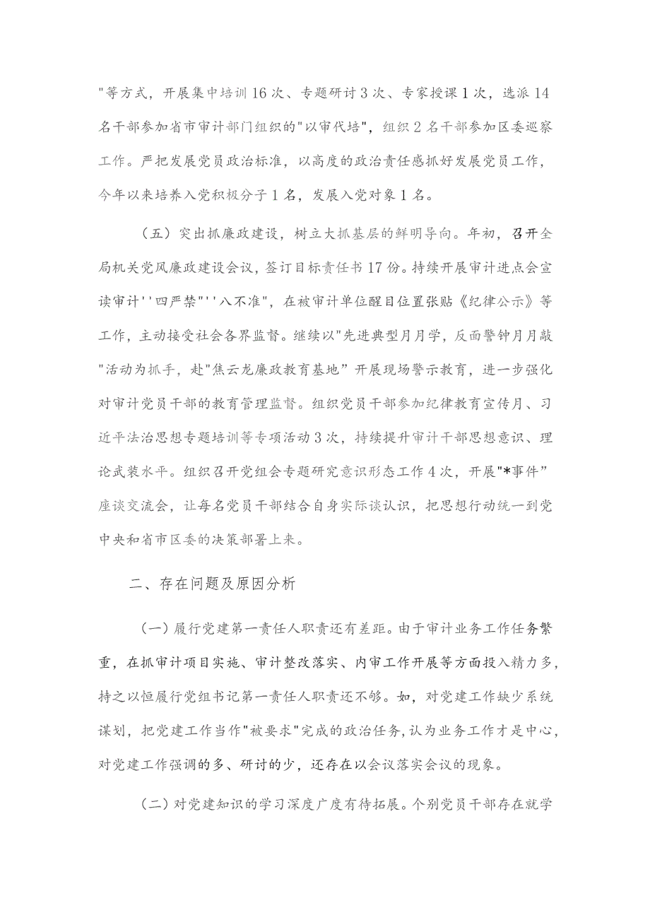 2023年审计局党组书记抓党建工作述职报告供借鉴.docx_第3页