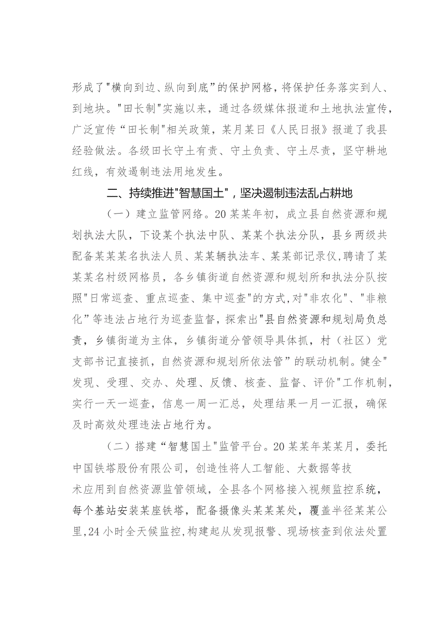 某某县对关于遏制耕地“非农化”防止“非粮化”情况的汇报.docx_第2页