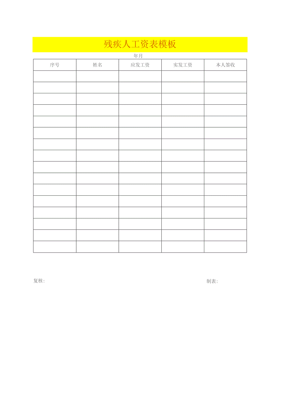 在职残疾人工资发放明细表（示例）.docx_第1页