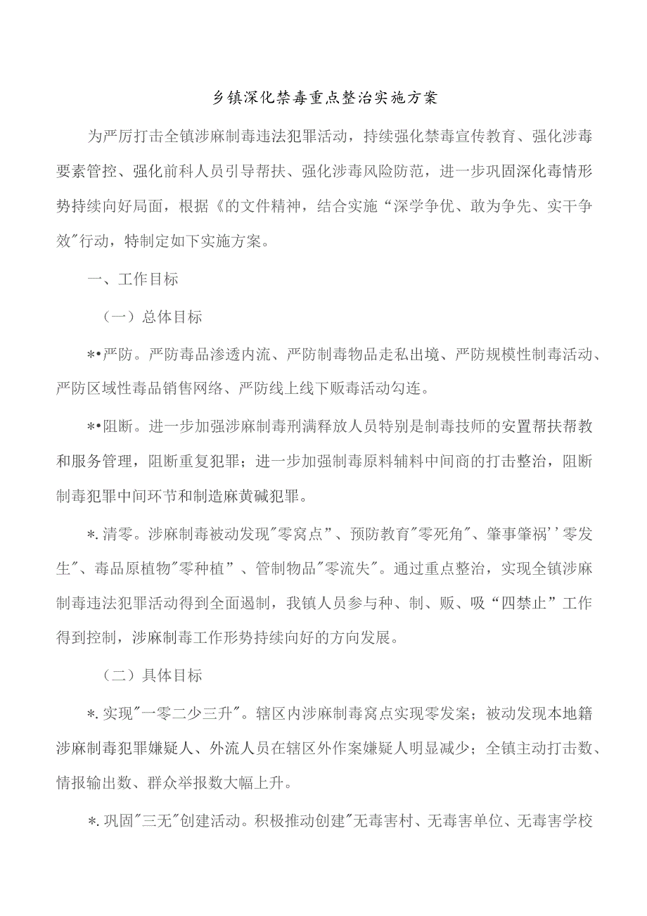 乡镇深化禁毒重点整治实施方案.docx_第1页