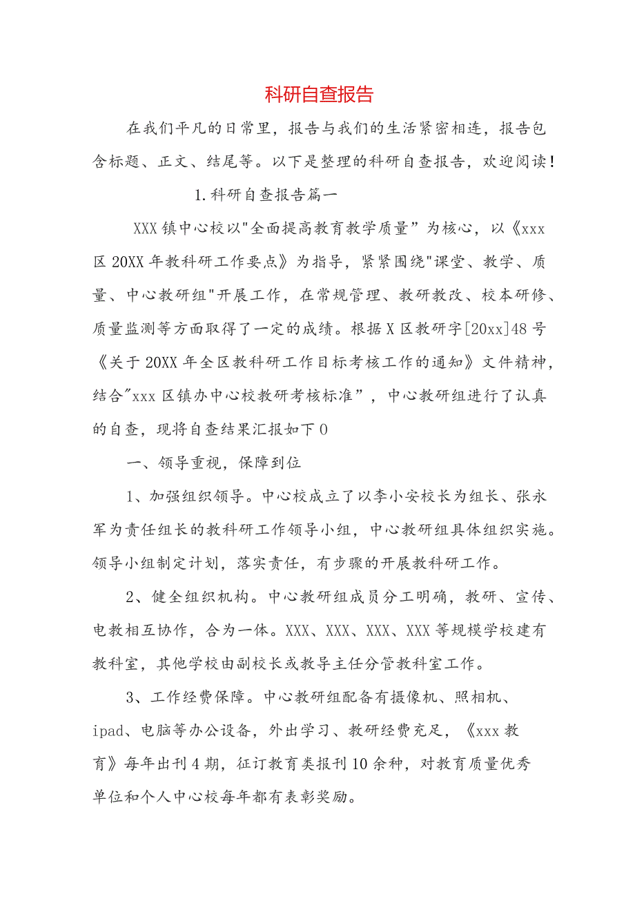 科研自查报告.docx_第1页