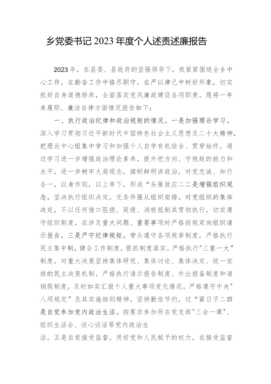 乡镇书记党员领导干部2023-2024年度个人述责述廉报告3篇.docx_第2页