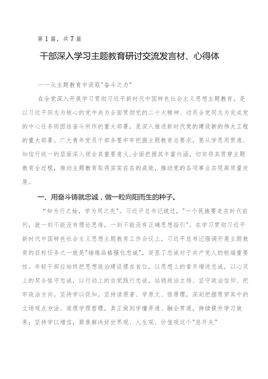 2023年第二批集中教育发言材料、心得七篇.docx_第1页