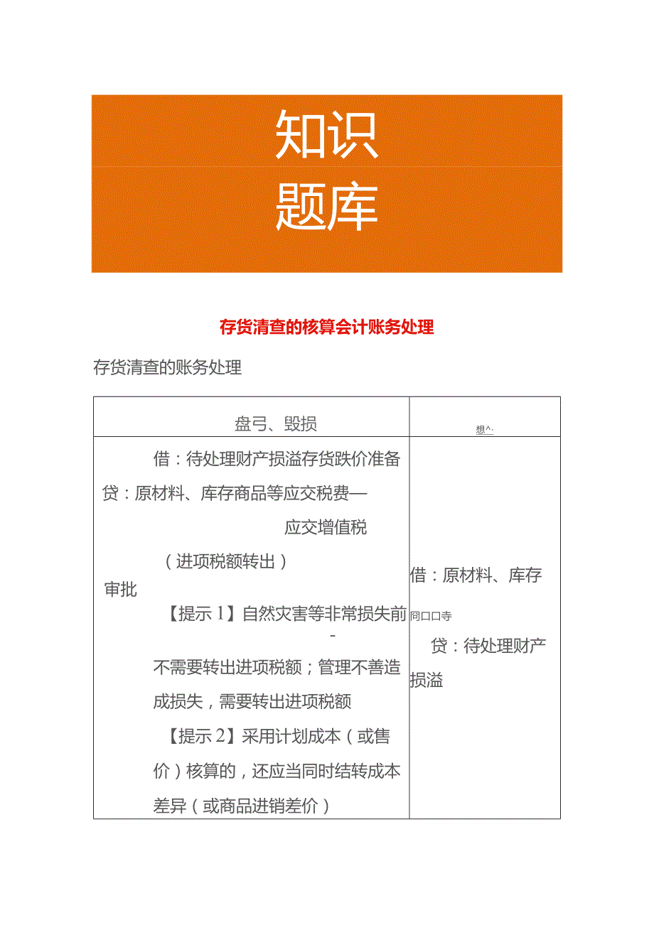 存货清查的核算会计账务处理.docx_第1页