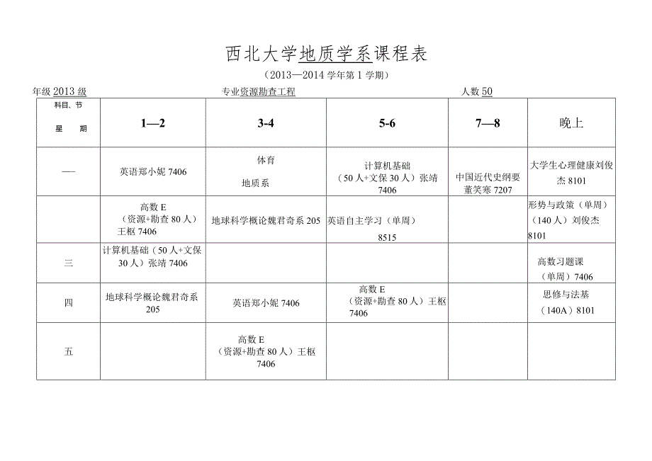 西北大学地质学系课程表.docx_第3页