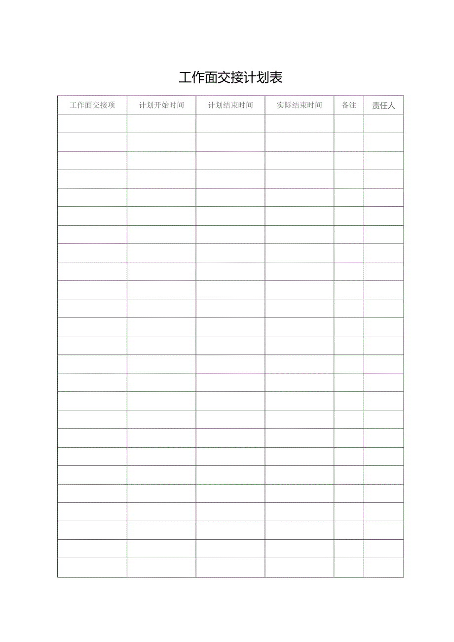 工作面交接计划表.docx_第1页