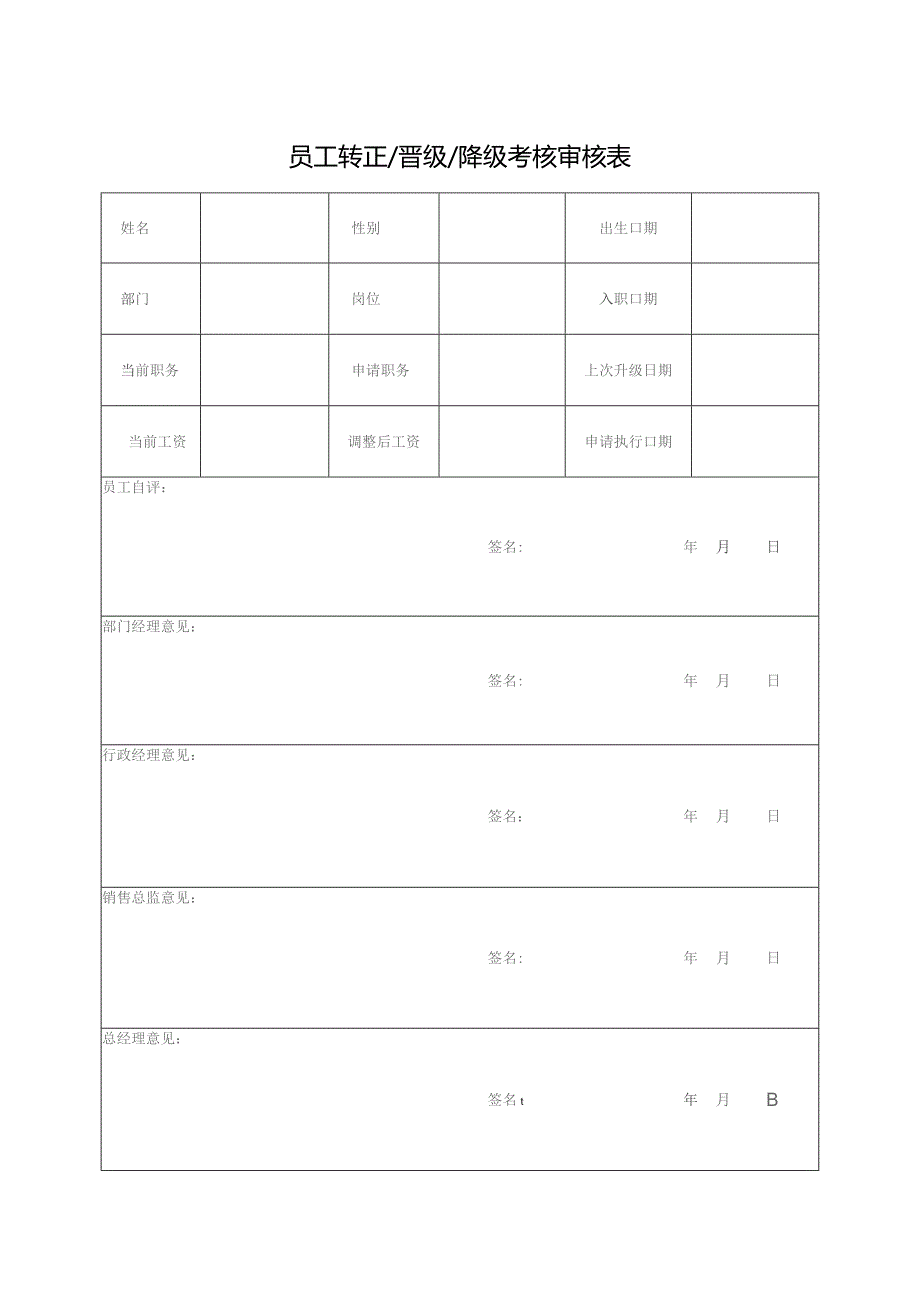 员工转正晋级降级考核审核表（完整版）.docx_第1页