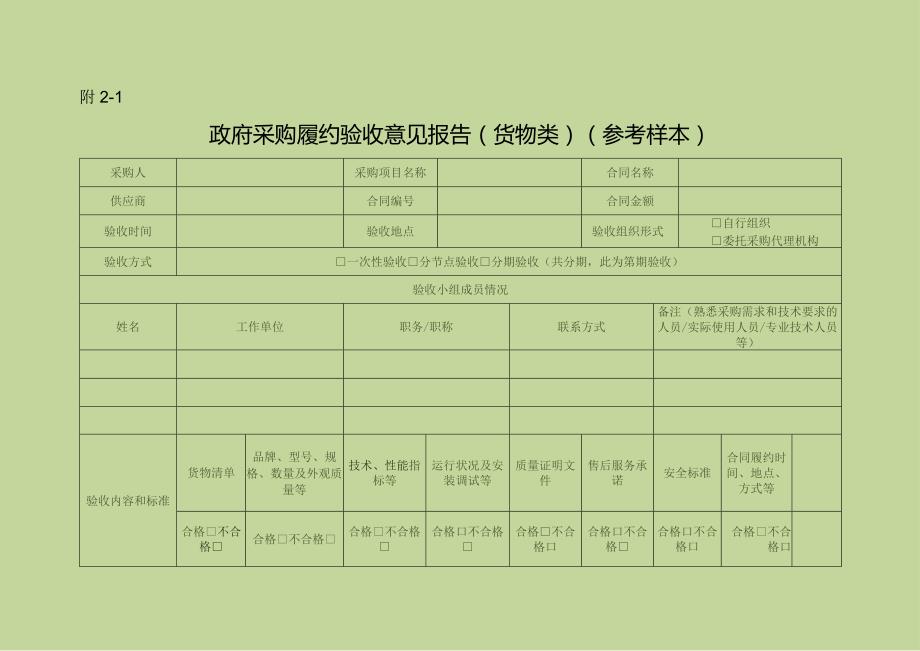 政府采购履约验收意见报告（参考样本）.docx_第1页